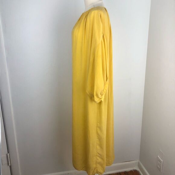 Corey Lynn Calter Sun Yellow Cupro Midi Dress Minimalist Shapeless Topper - Picture 12 of 13